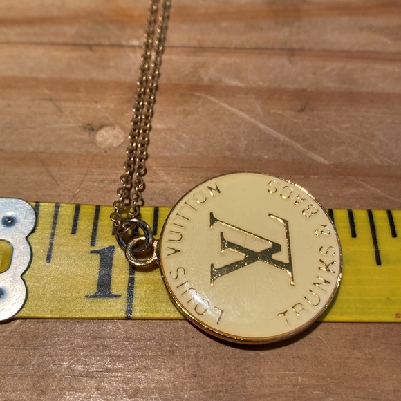 🎉 AUTHENTIC VINTAGE UP CYCLED LOUIS VUITTON PENDANT WITH 14K CHAIN NECKLACE ‼️ - Picture 8 of 11